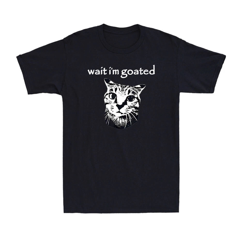 Wait I'm Goated Funny Cat Meme Humor Quote Saying Gift Vintage Men's T-Shirt