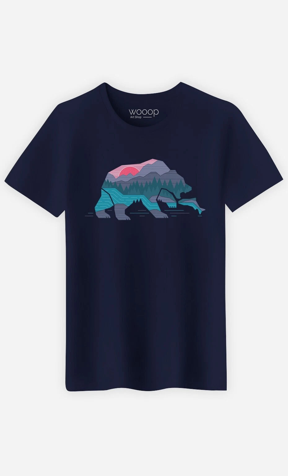 T-Shirt Man short Sleeve - Bear Country Color Navy Blue
