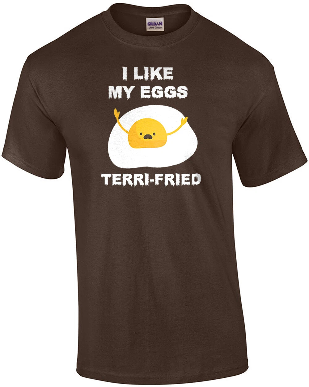 I like my eggs terri-fried - funny pun t-shirt