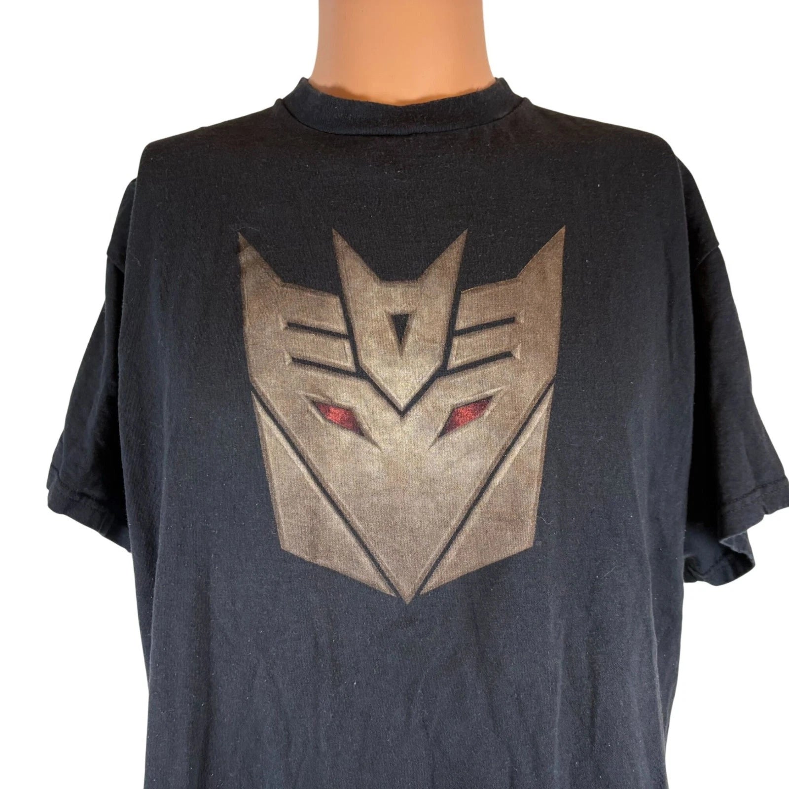 Vintage Transformers T Shirt Mens Size L Black Autobot Logo Y2K