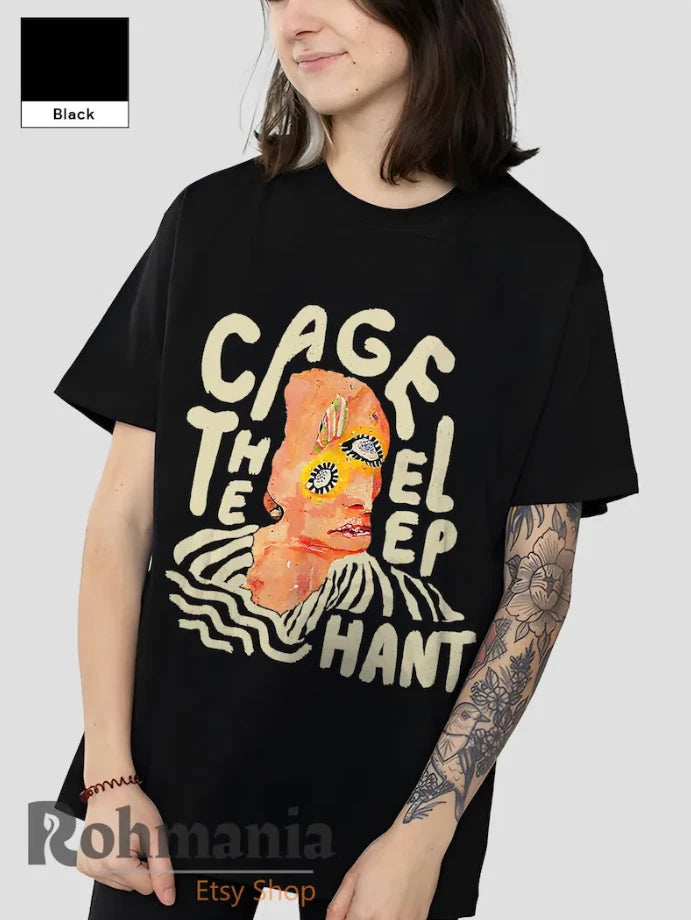 Cage the Elephant Retro 90s Personalized Rock Band Heavy Cotton Unisex T-Shirt