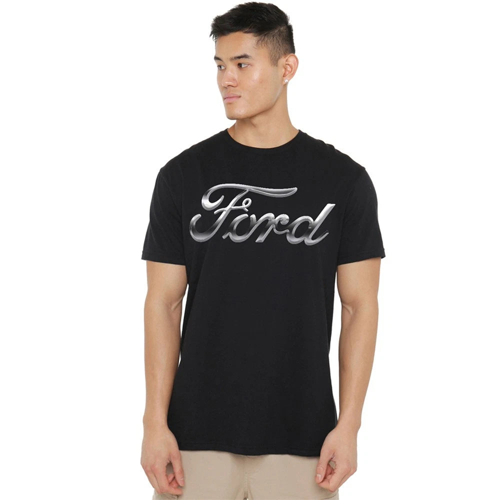 Ford Chrome Ford Logo Unisex T-Shirt S-5XL, Black