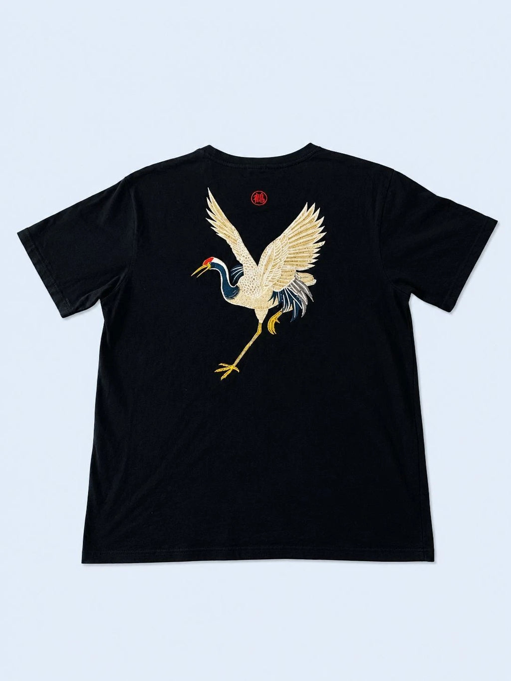 Jiepaiyieu Crane Embroidery Graphic Tshirt Oversized fit Japanese streetwear