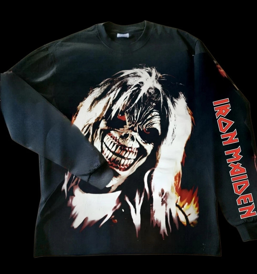 IRON MAIDEN LONG SLEEVE MODERN ON PREMIUM HEAVYWEIGHT T SHIRT