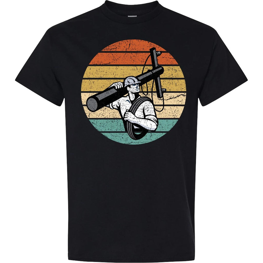 Inktastic Lineman Retro Line Worker T-Shirt Electrician Electrical Powerline