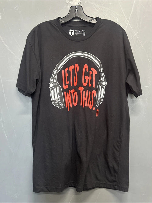"Let’s Get Into This" Headphones Men’s Black Short Sleeve T-Shirt Size XL