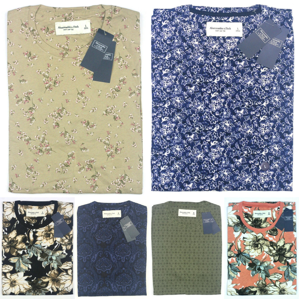 Abercrombie & Fitch T-Shirt Crew neck Short Sleeve Floral Geometric Damask