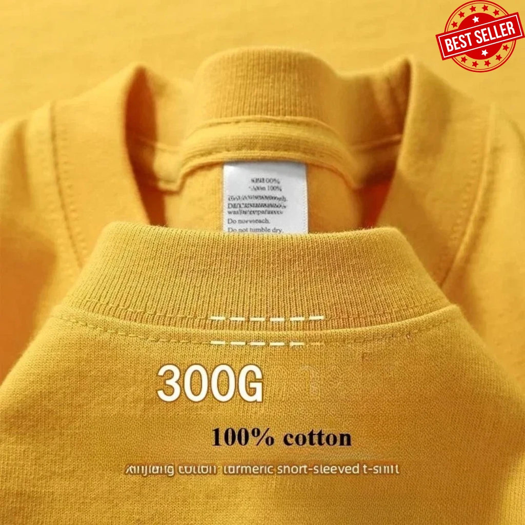 Men's Heavy Duty 300g American Pure Cotton T-Shirt Oversized Casual Short Sleeve