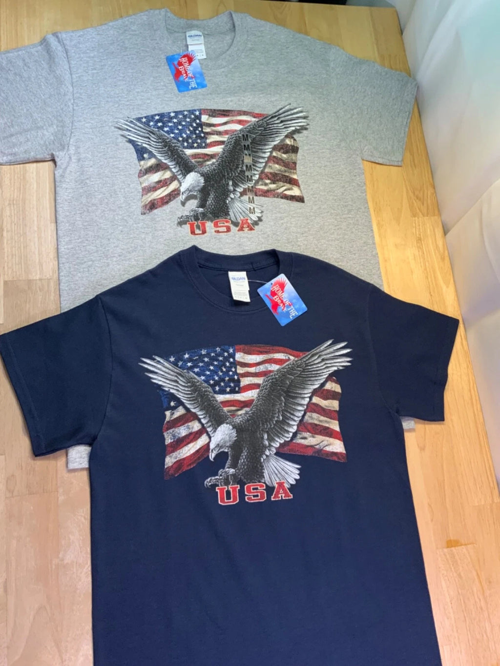New Men's Home Of The Brave Patriotic Tee says USA with Flag & Eagle—U Pick!!*
