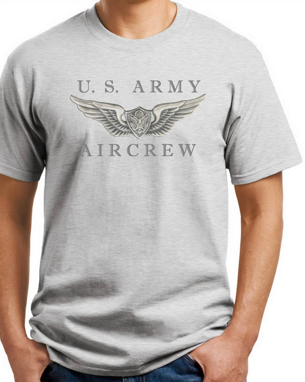 US Army Aircrew T-shirt  Ash, White, Khaki Size S-3XL 100% Heavy Cotton