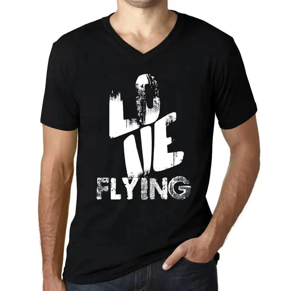 Men's Graphic T-Shirt V Neck Love Flying Eco-Friendly Limited Edition