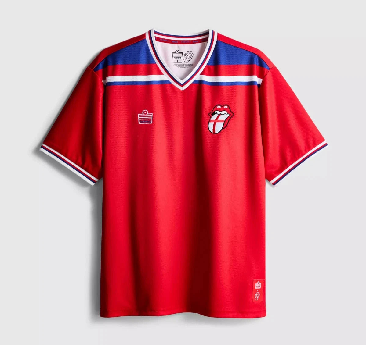 The Rolling Stones Football Red Mesh T-Shirt-England-XS-2XL