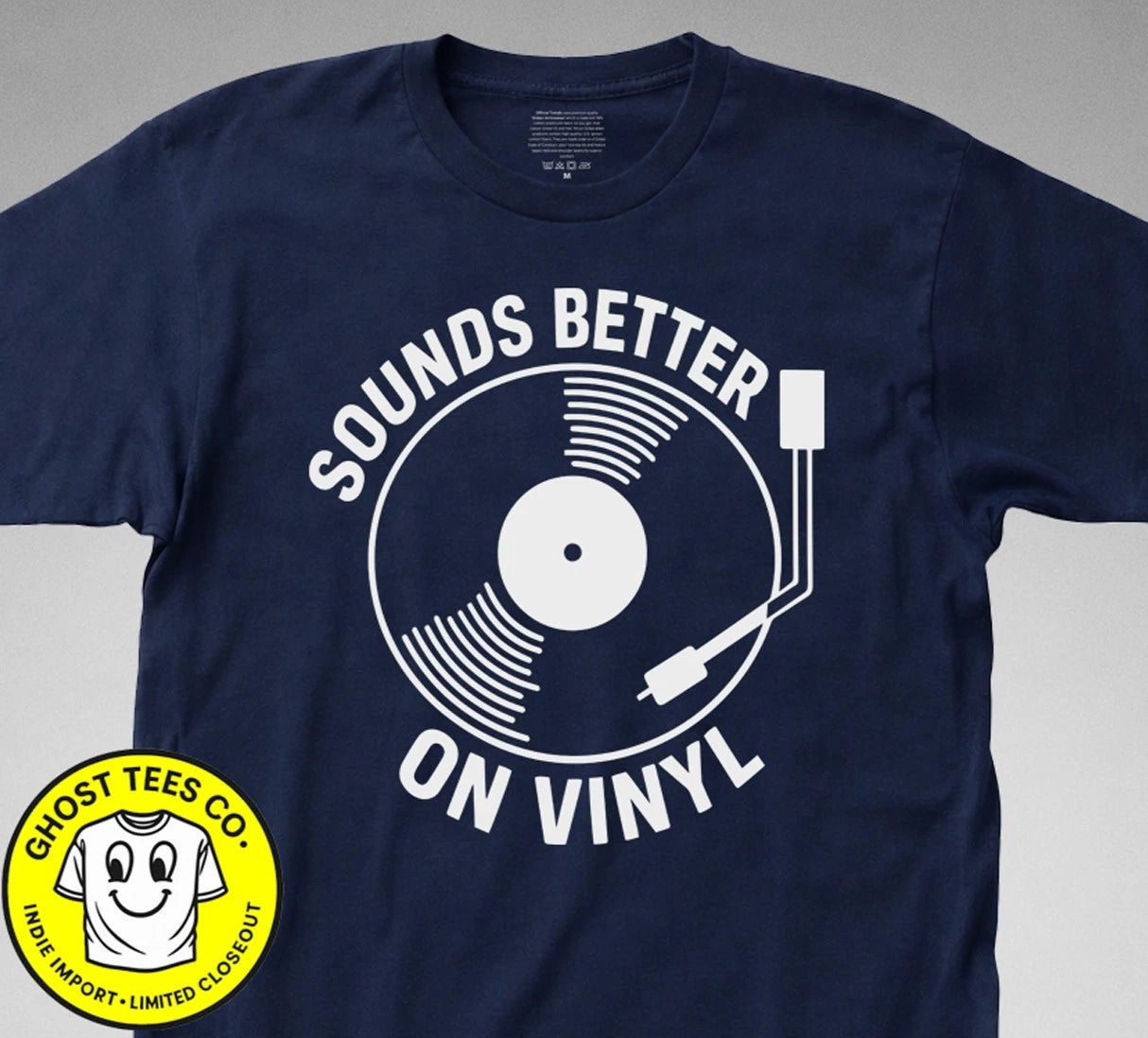 Sounds Better On Vinyl Record T-SHIRT 70s 80s Retro DJ LP Vintage Gift player