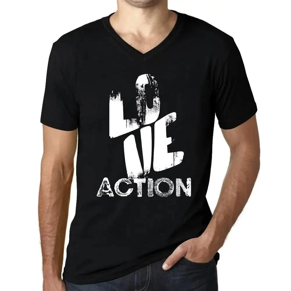 Men's Graphic T-Shirt V Neck Love Action Eco-Friendly Limited Edition