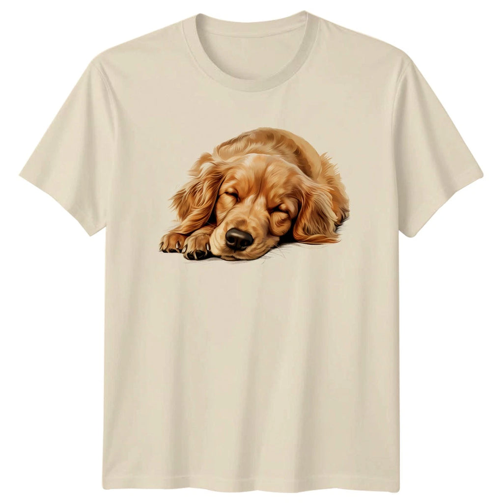 Sleeping Golden Retriever Dogs Animals Mens T-Shirt Womens Tee Graphic Unisex