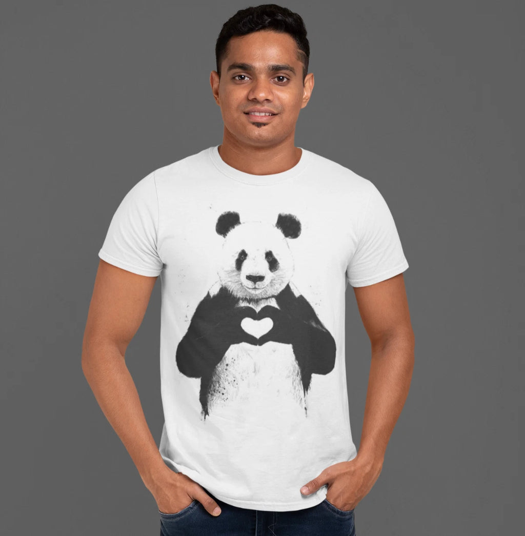 Men's Short Sleeve T-Shirt White, LOVE PANDA