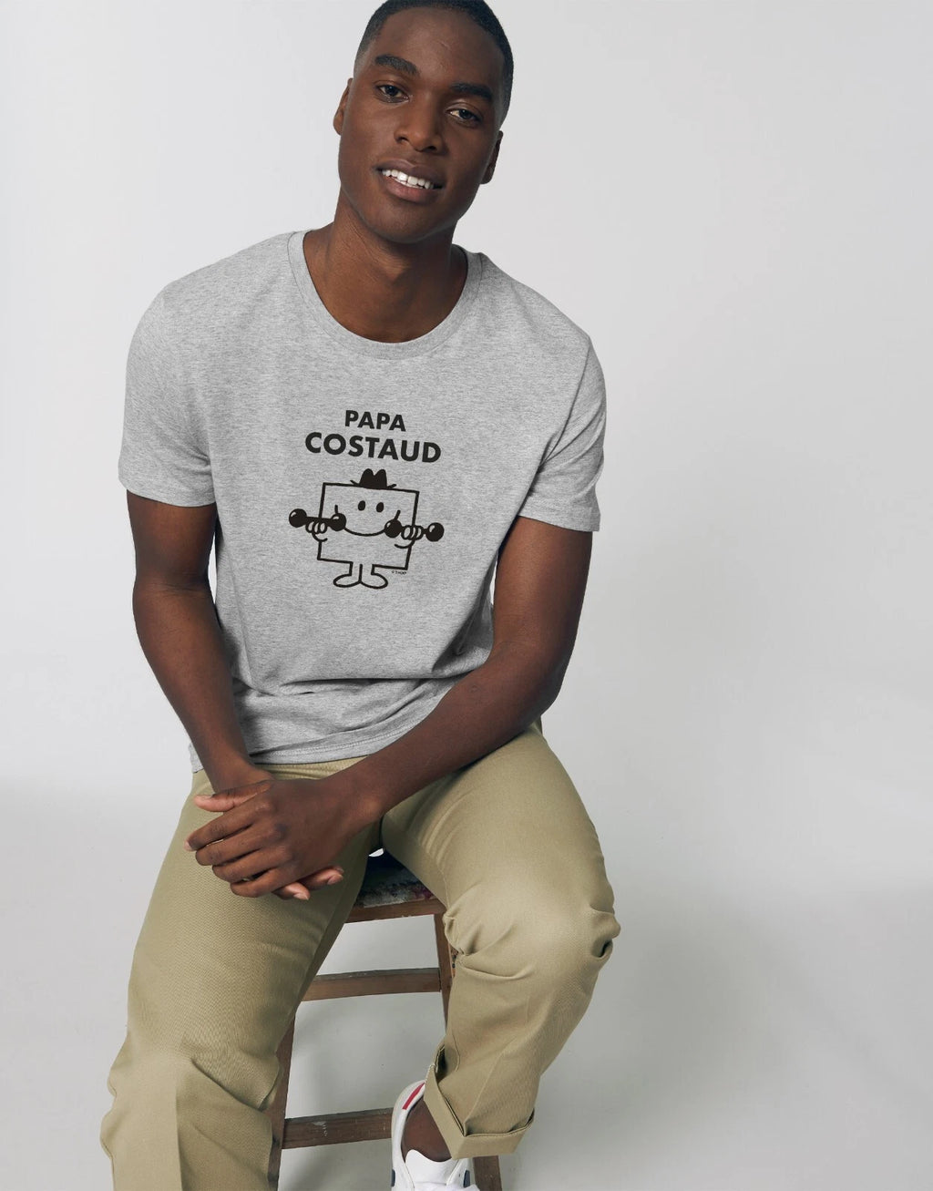 T-Shirt Men's Short Sleeve Grey Colour, Papa Beefy