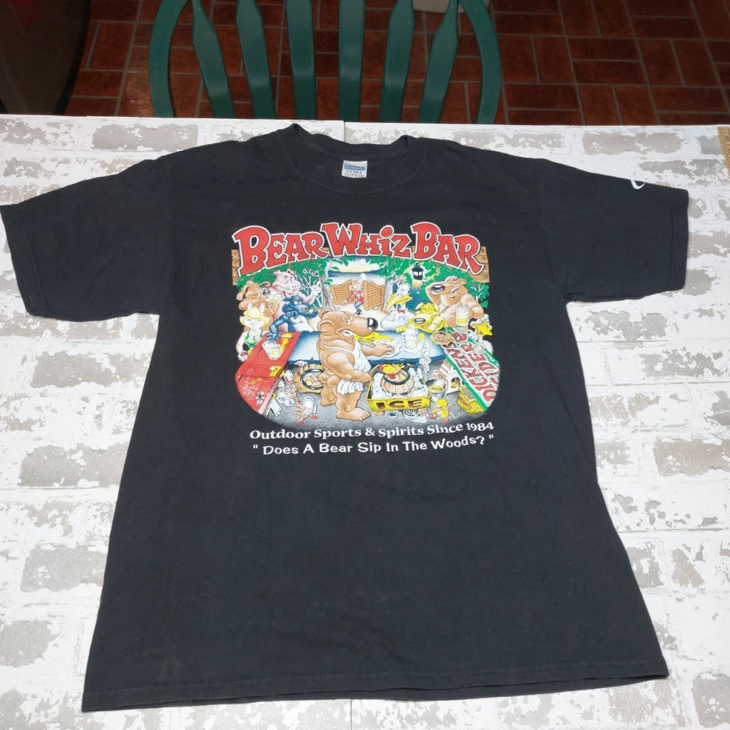 Bear Whiz Bar Lake George New York Black Bartender  Bar Sovineer T-Shirt Sz Lg