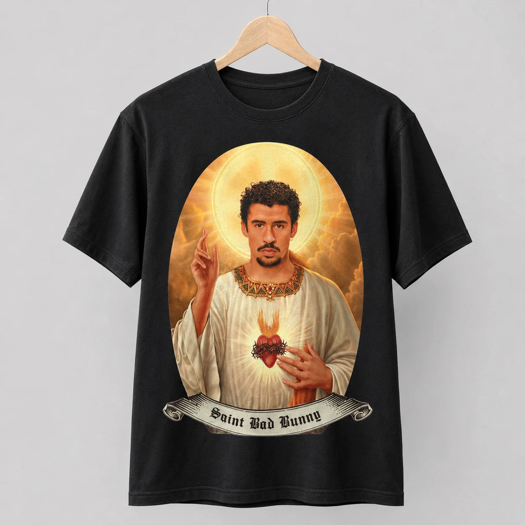 Bad Bunny T-Shirt Santo Meme Ironic T-Shirt Fan Art Men Women