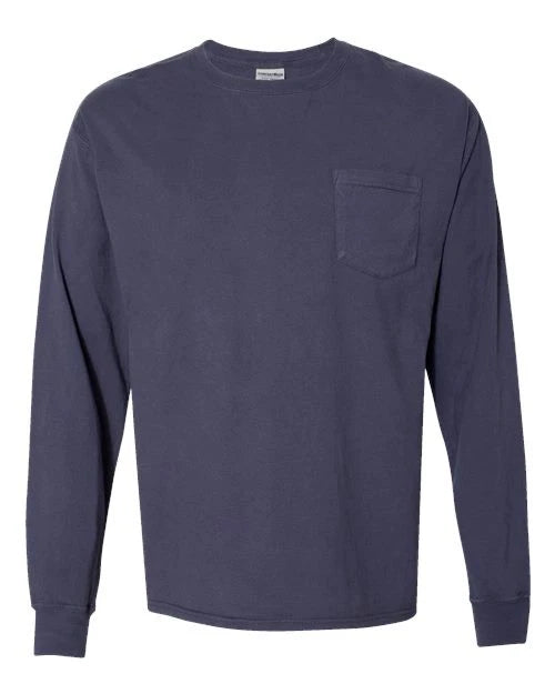 ComfortWash by Hanes Unisex Garment-Dyed Long Sleeve T-Shirt With a Pocket - GDH