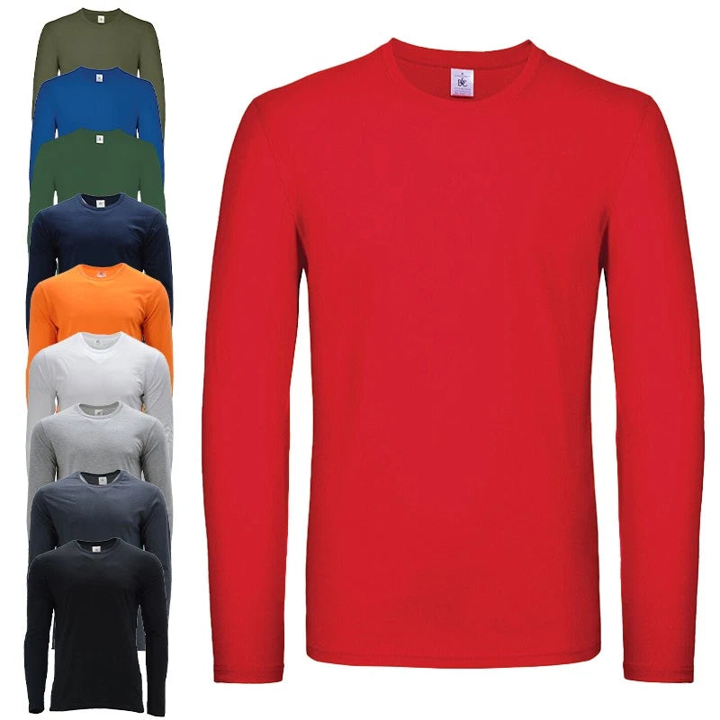 Mens T Shirts Crew Neck Regular Fit Long Sleeve Casual Plain Cotton Tees S - 3XL