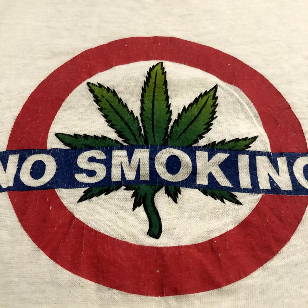 Vintage Distressed 80s Hanes No Smoking Marijuana skate surf street wear shirt M