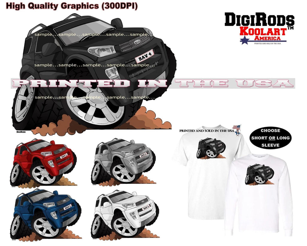 DigiRods Toyota RAV4 RAV 4 SUV 4x4 Model Koolart Cartoon Car T Shirt S-5X