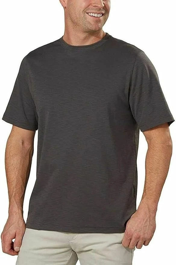 Kirkland Signature Mens Short Sleeve Pima Cotton Slub TShirt, Charcoal, size: L