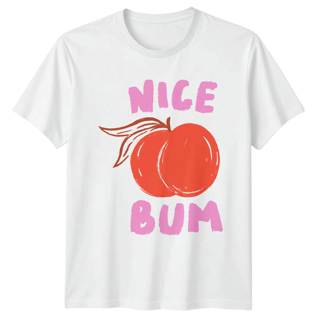 Nice Bum Peach Fruit Food Mens T-Shirt Womens Tee Graphic Unisex Top