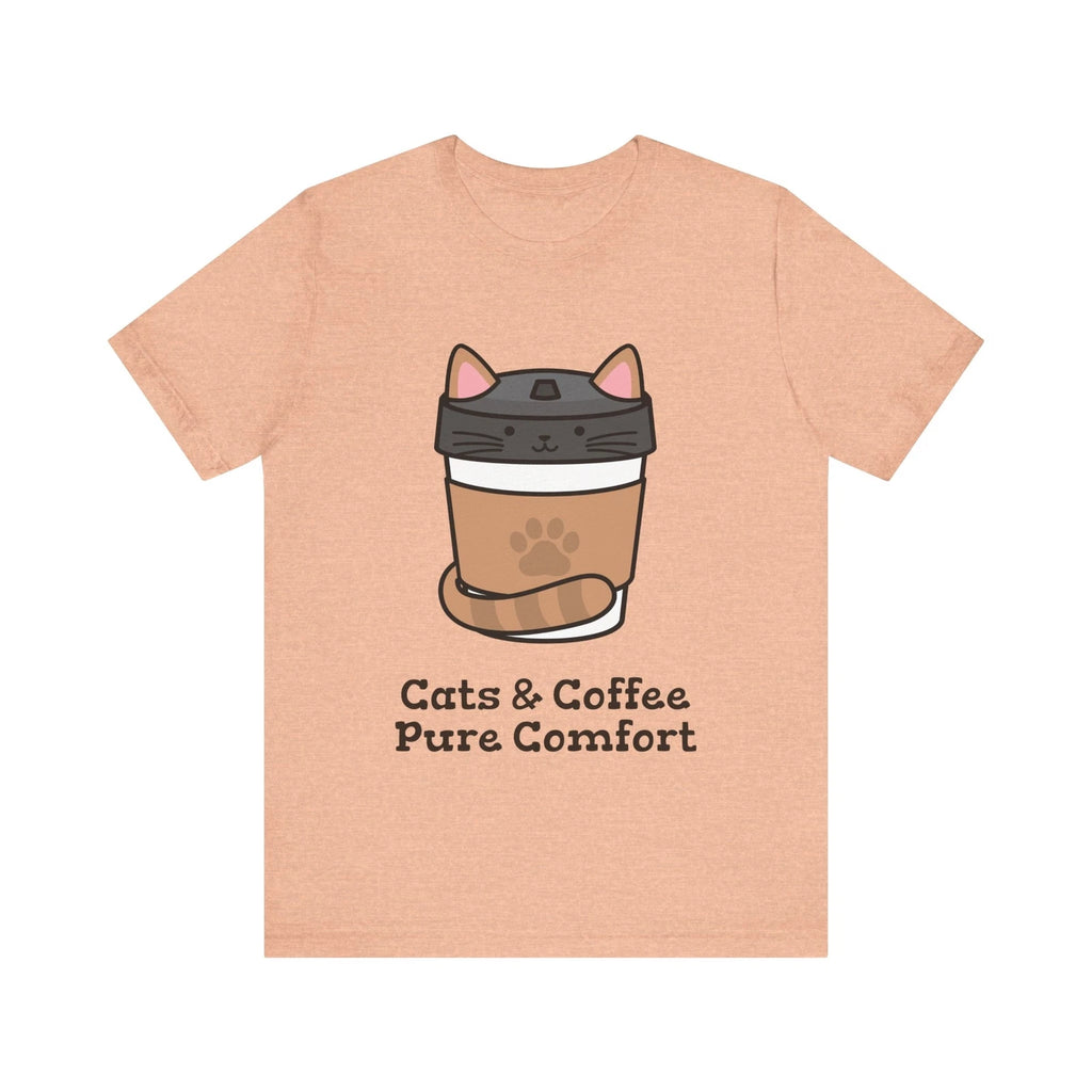 Cats and Coffee Pure Comfort tshirt, Unisex Jersey Short Sleeve Tee