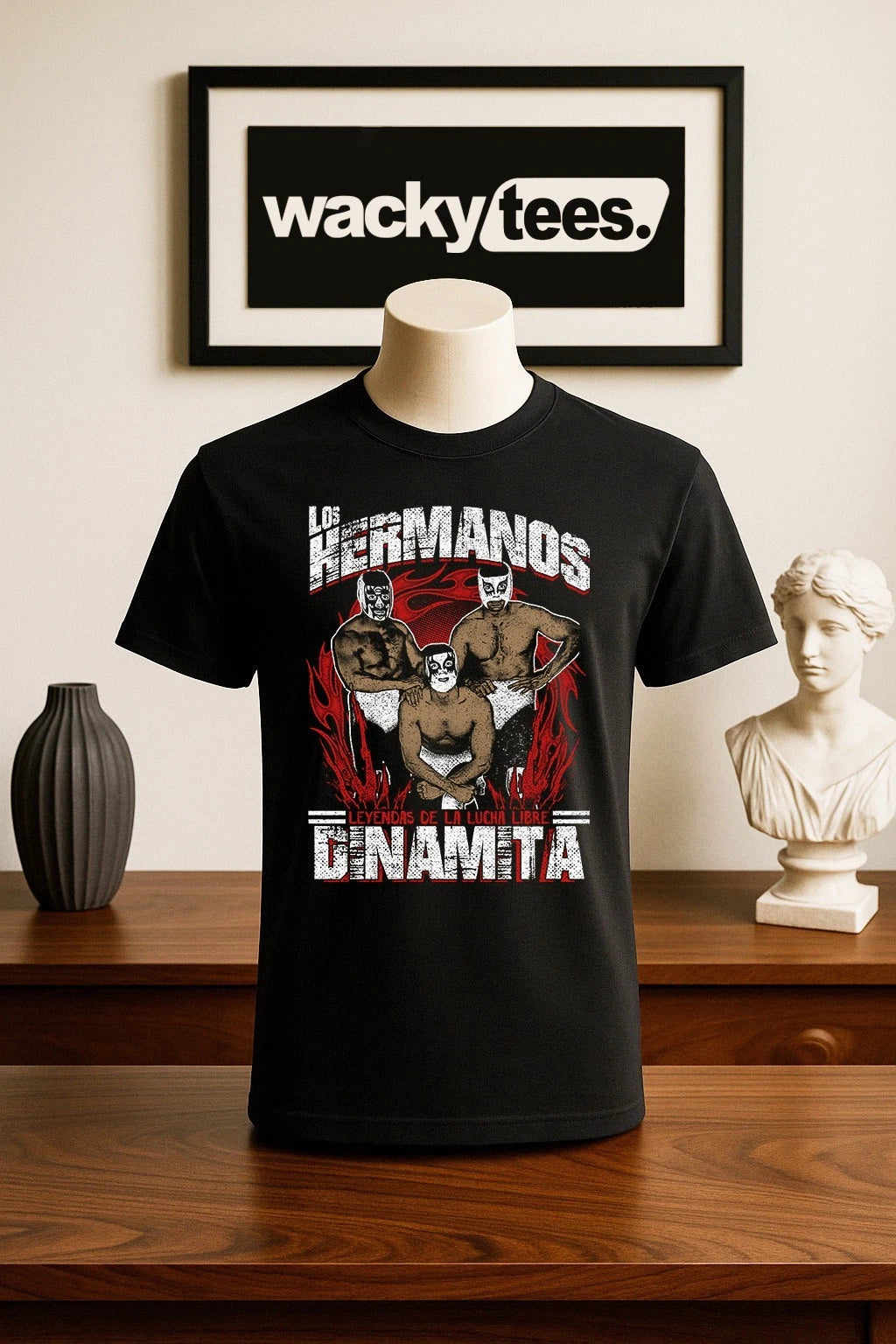Lucha Libre Los Hermanos Dinamita Wrestling Style Graphic Tee Shirt