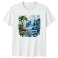 Watercolor Waterfall Landscape Nature Mens T-Shirt Womens Tee Graphic Unisex Top