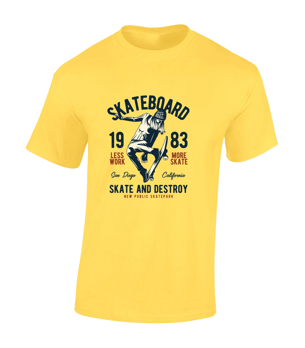 SKATEBOARD SKATE AND DESTROY MENS T SHIRT SKATER DESIGN COOL CLOTHING TOP NEW
