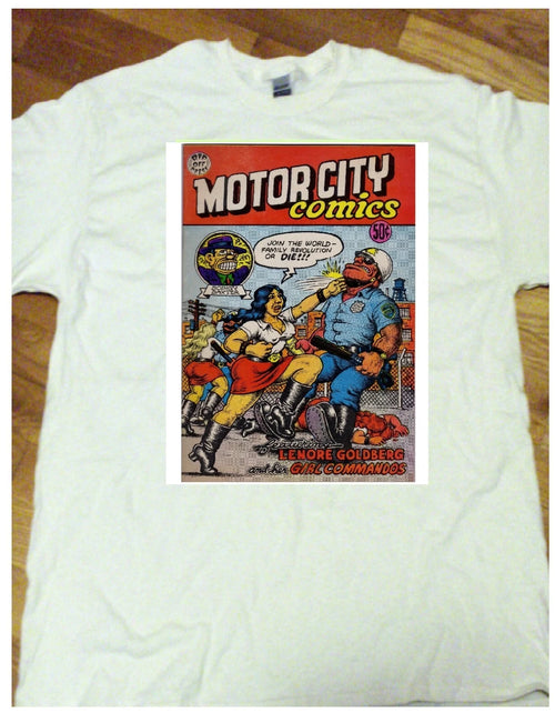 "MOTOR CITY COMICS #1" Detroit T-shirt /100% cotton/R.Crumb cartoon cover