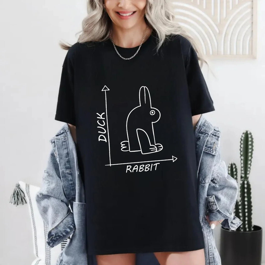 Funny Duck Rabbit Optical Illusion T-Shirt Minimalist Graphic Shirt Animal Tee