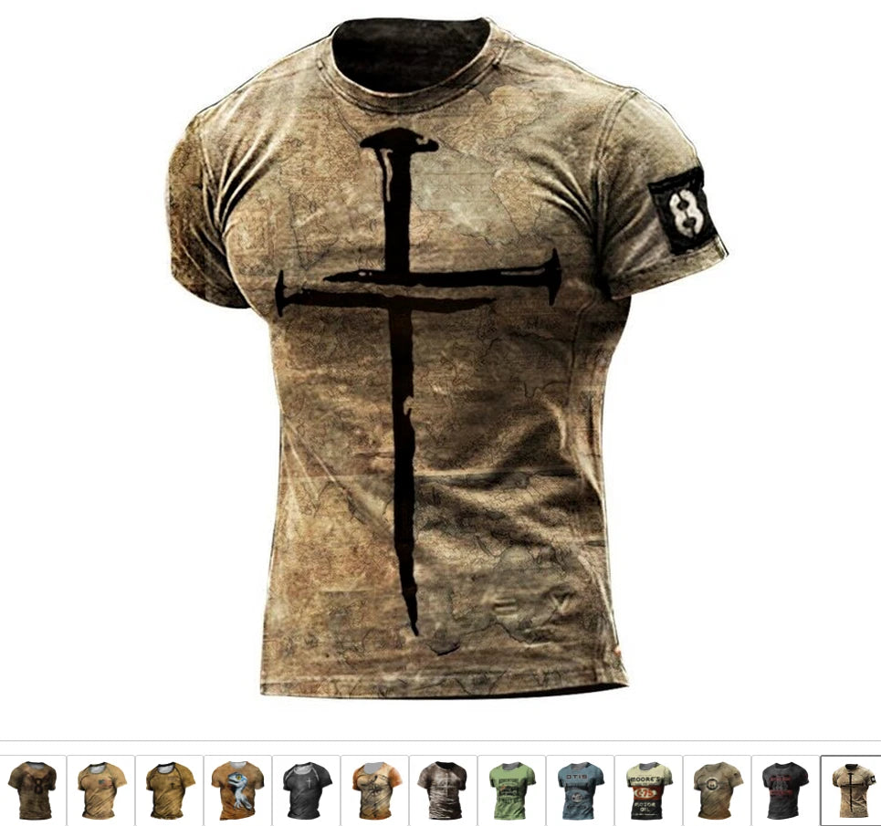New Jesus T-Shirt Cross Christian Short Sleeve Men's T-Shirt REGULAR SIZING