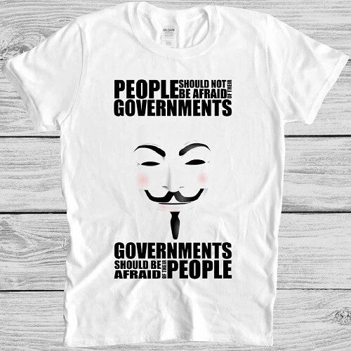 V For Vendetta T Shirt Anonymous Mask Government Vintage Cool Gift Tee M159