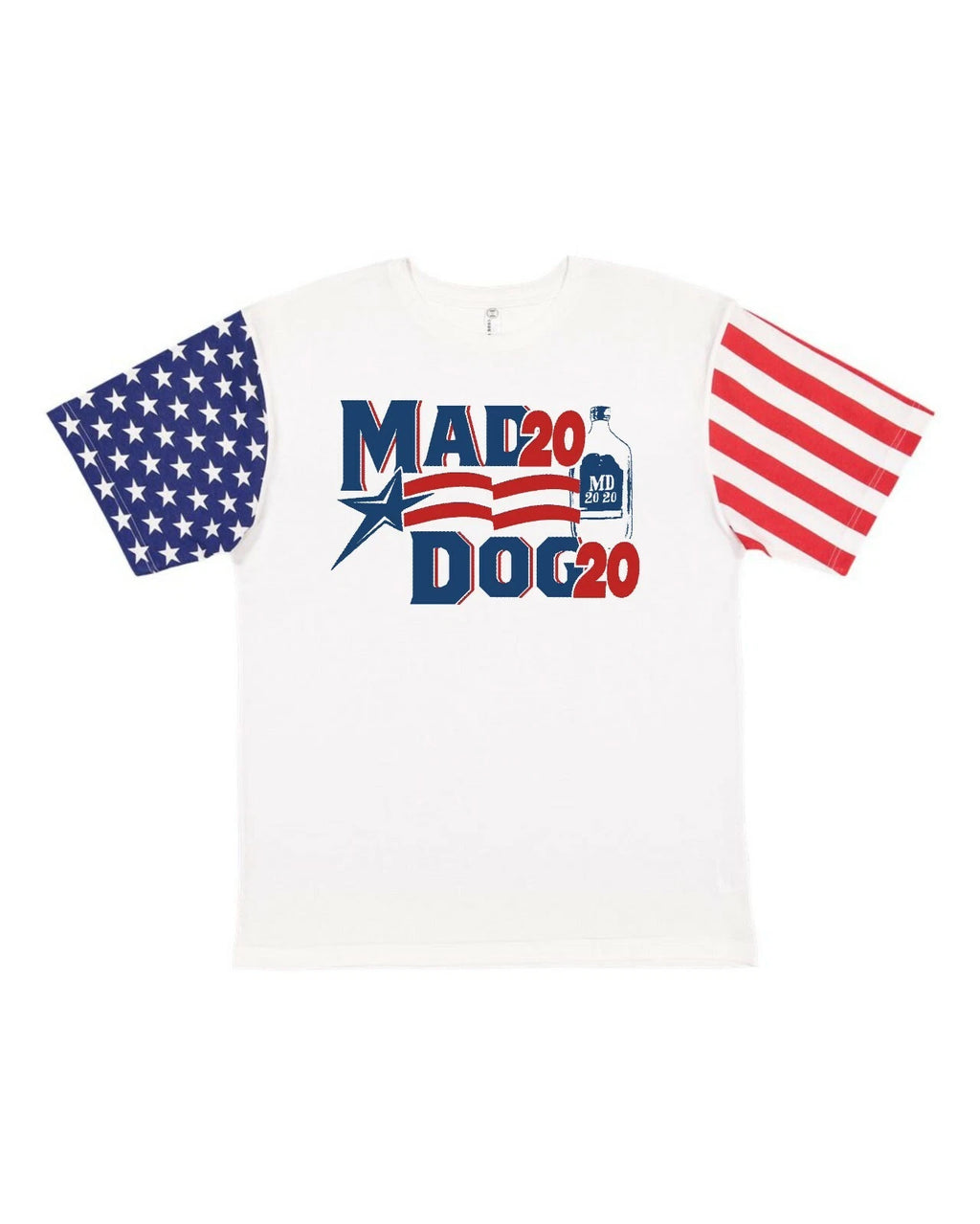 Mad Dog 2020 President Wine Funny STARS & STRIPE SLEEVES Men's Tee Shirt 1042