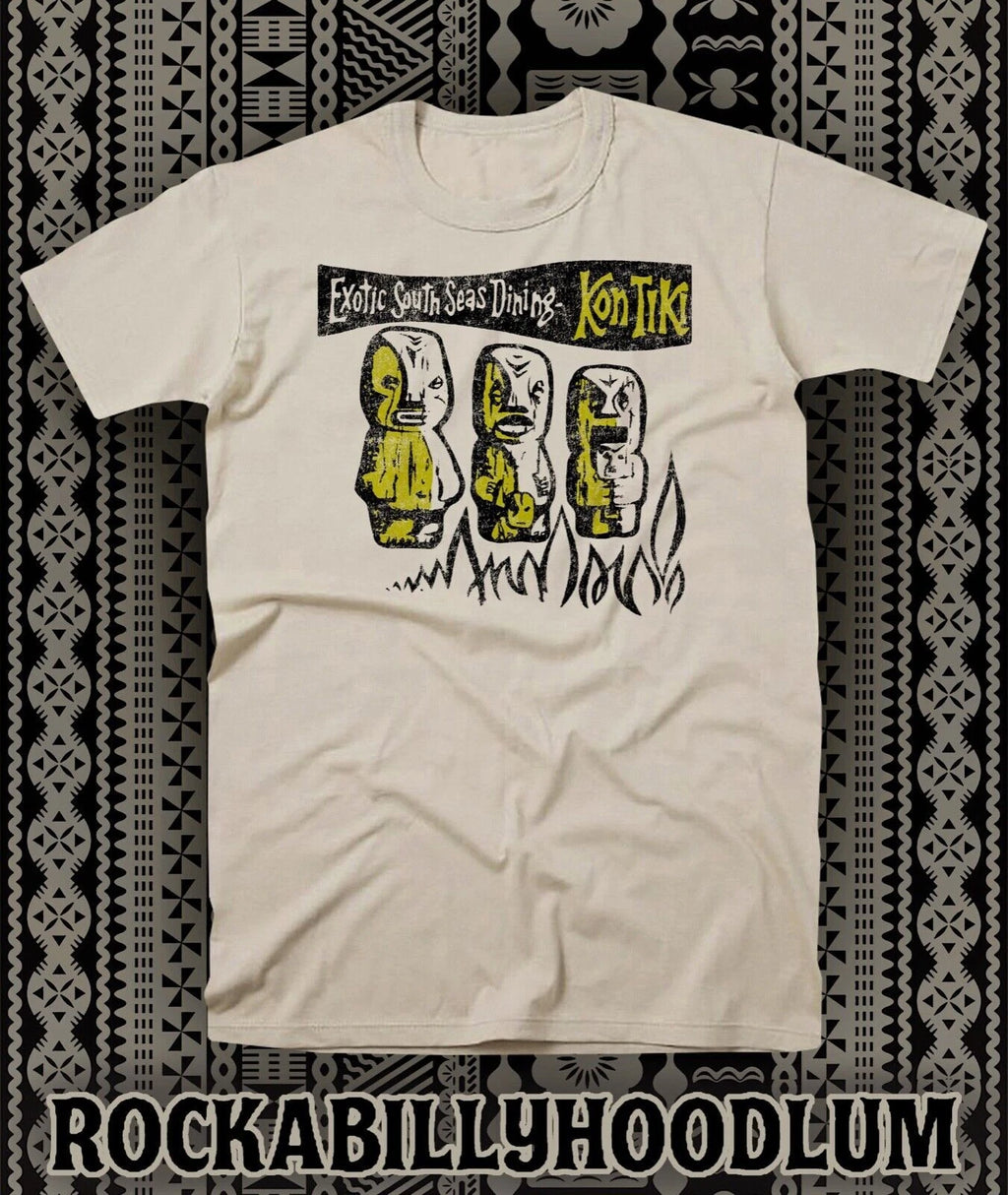 Retro Tiki Tee T Shirt Bar Restaurant Mug Kon Tiki Exotic South Seas Dining