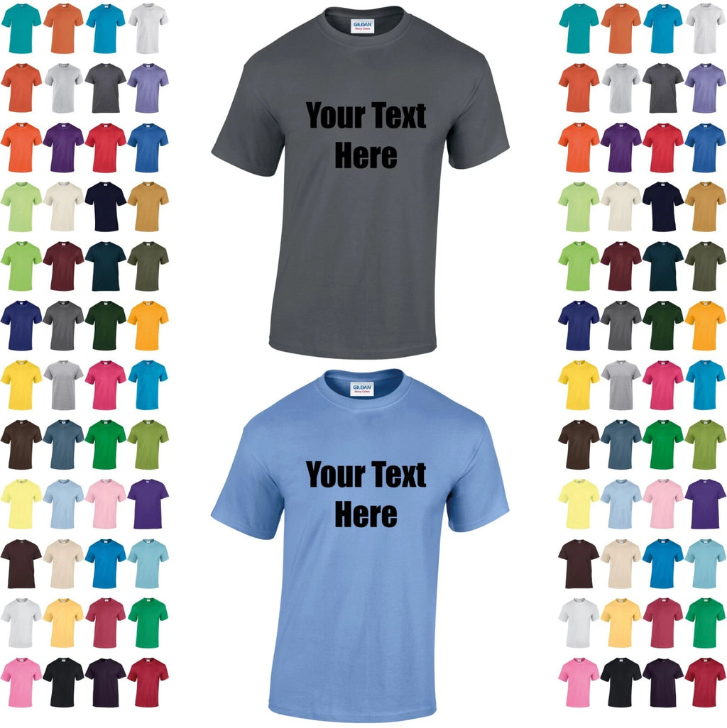 Personalised Printed Gildan Heavy Cotton T-shirt your text any logo Custom Tee