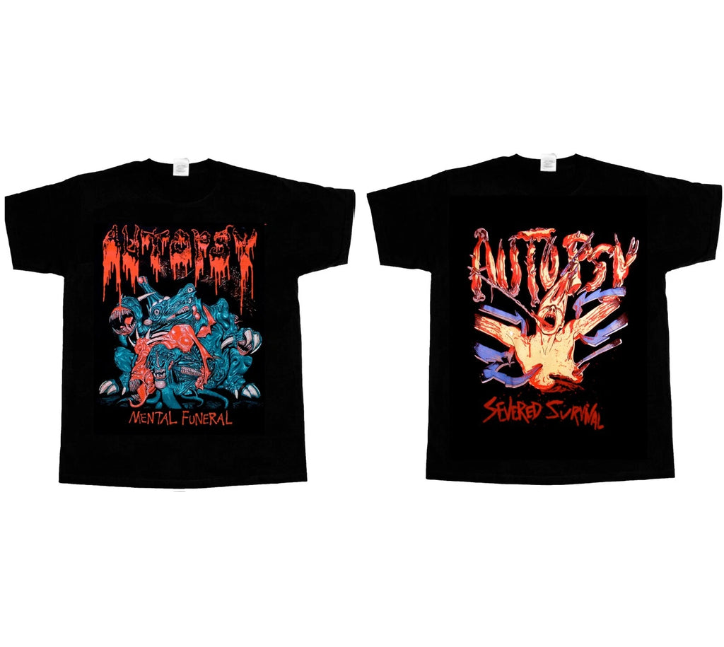 AUTOPSY SEVERED SURVIVAL MENTAL FUNERAL SHORT - LONG SLEEVE BLACK T-SHIRT 345XL