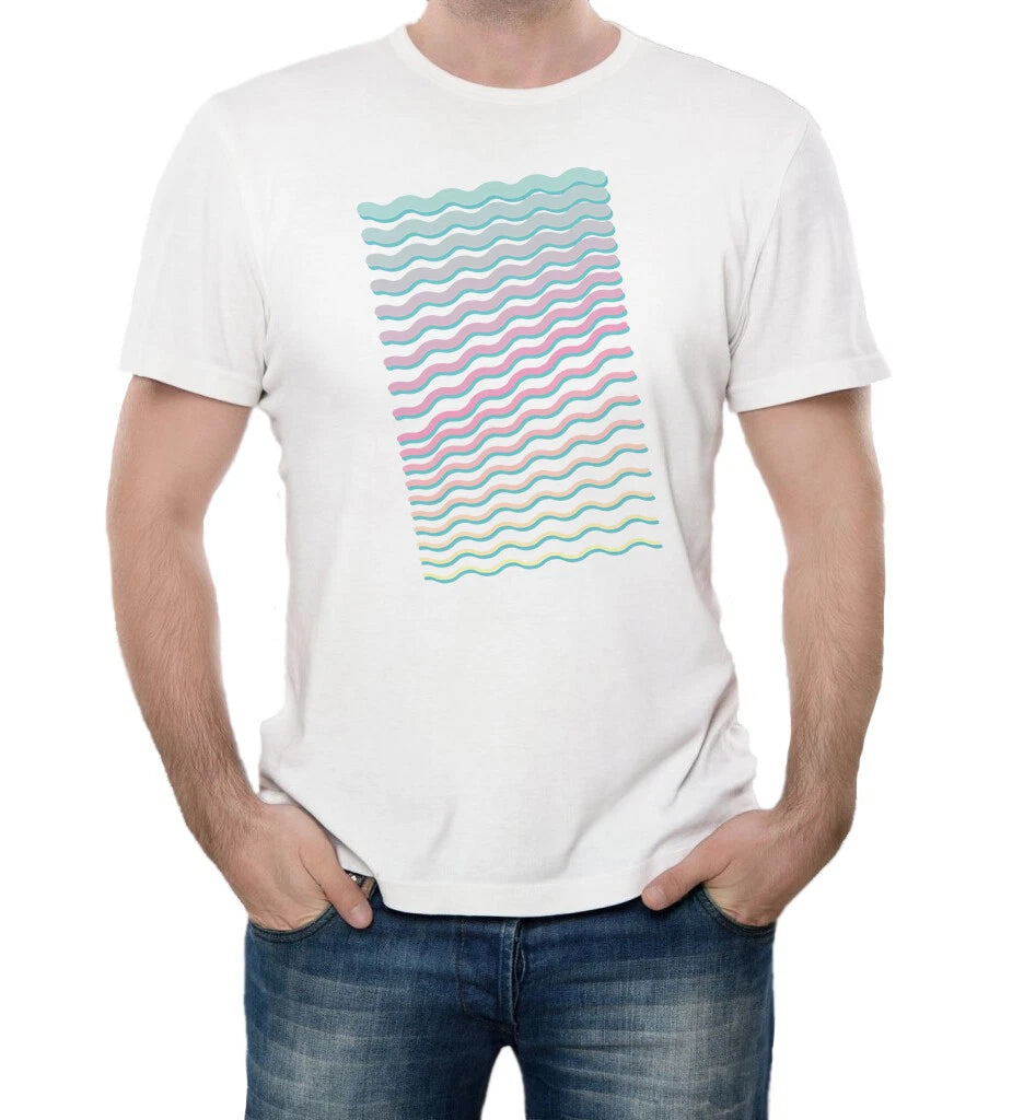 Vaporwave Waves Digital Cyber Future Trendy Printed Cotton Men's T-shirt Top Tee