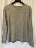 Vintage Polo Ralph Lauren V-neck Long sleeve Grey Heather Shirt Large Retro Y2K