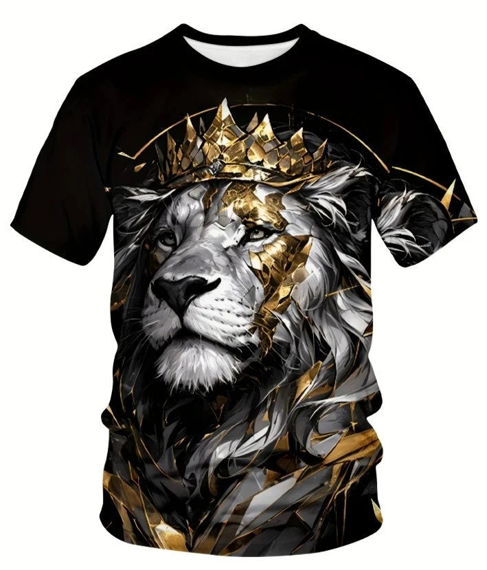 Casual & Elegant Men's Lion Crown Graphic T shirt