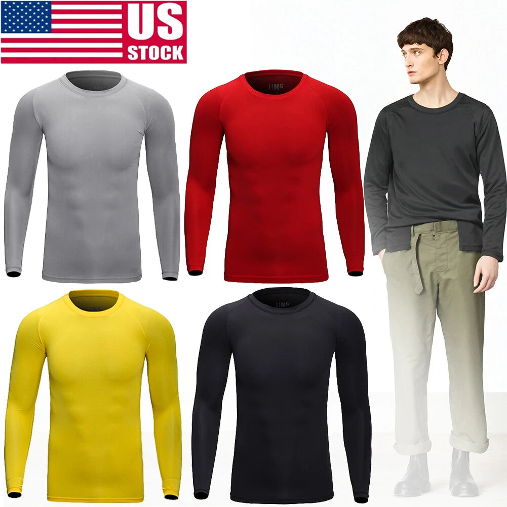 Men's Women’s Long Sleeve Performance Moisture Wicking T-Shirt Sports Fitness