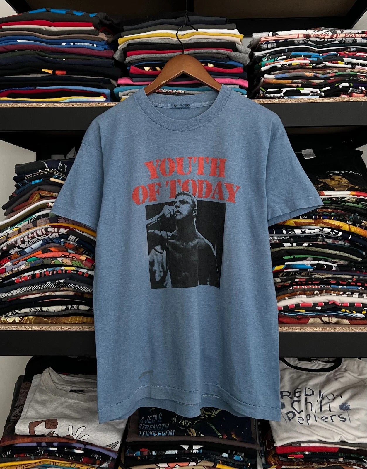 Vintage 80s Youth of Today NYHC Hardcore Punk Band Blue T-shirt