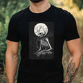 Mens Skeleton at Full Moon Motif Cotton T-Shirt Size XS to 5XL