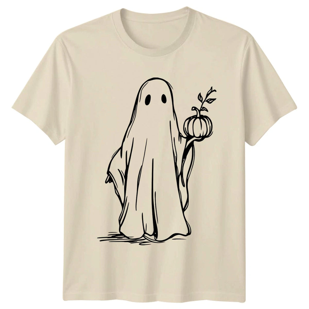 Ghost Holding Pumpkin T-Shirt Halloween Spooky Gift For Him And Her