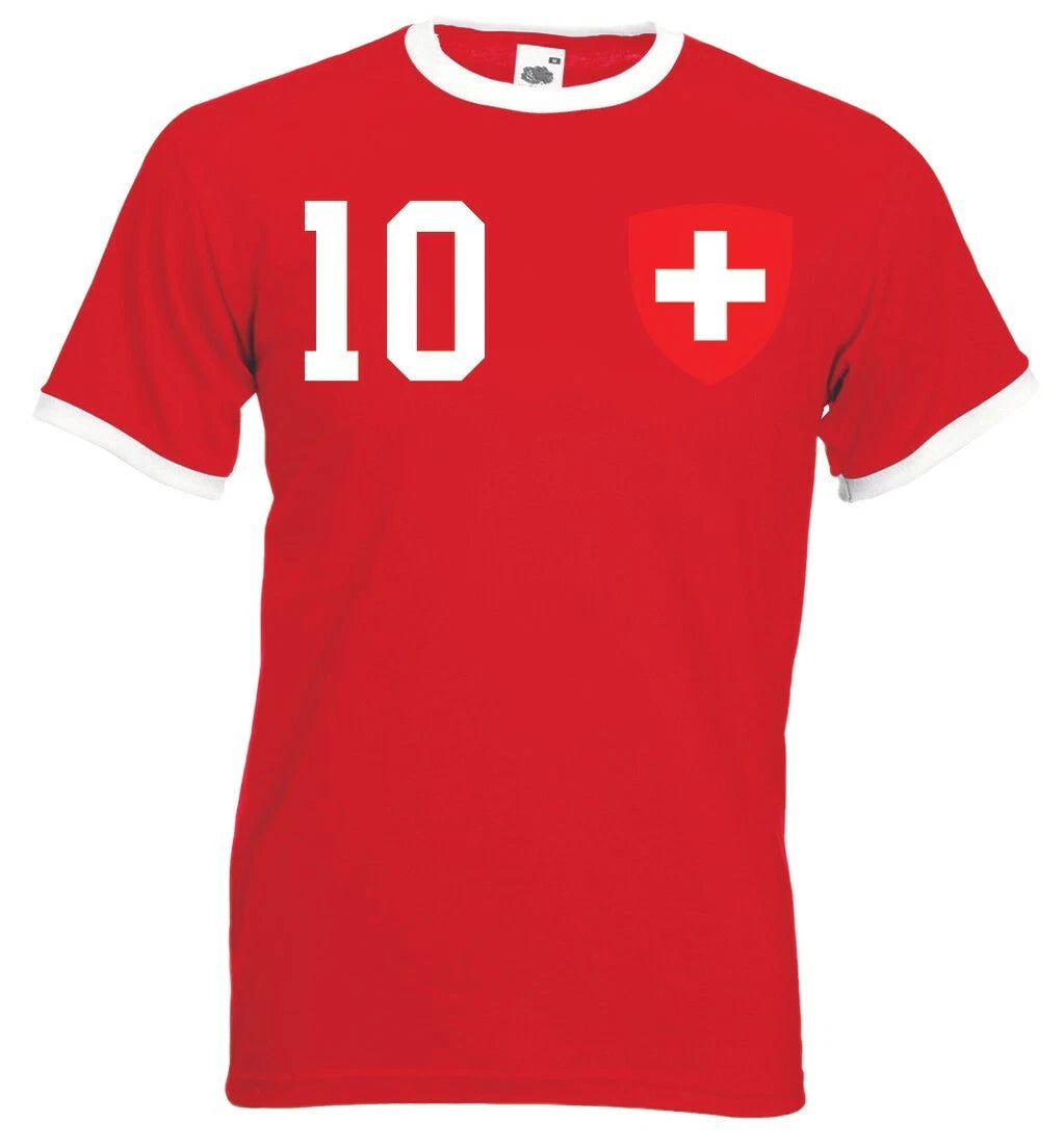 Youth Designz Men's T-Shirt Switzerland with DESIRED NAME + NUMBER Jersey European Cup Logo