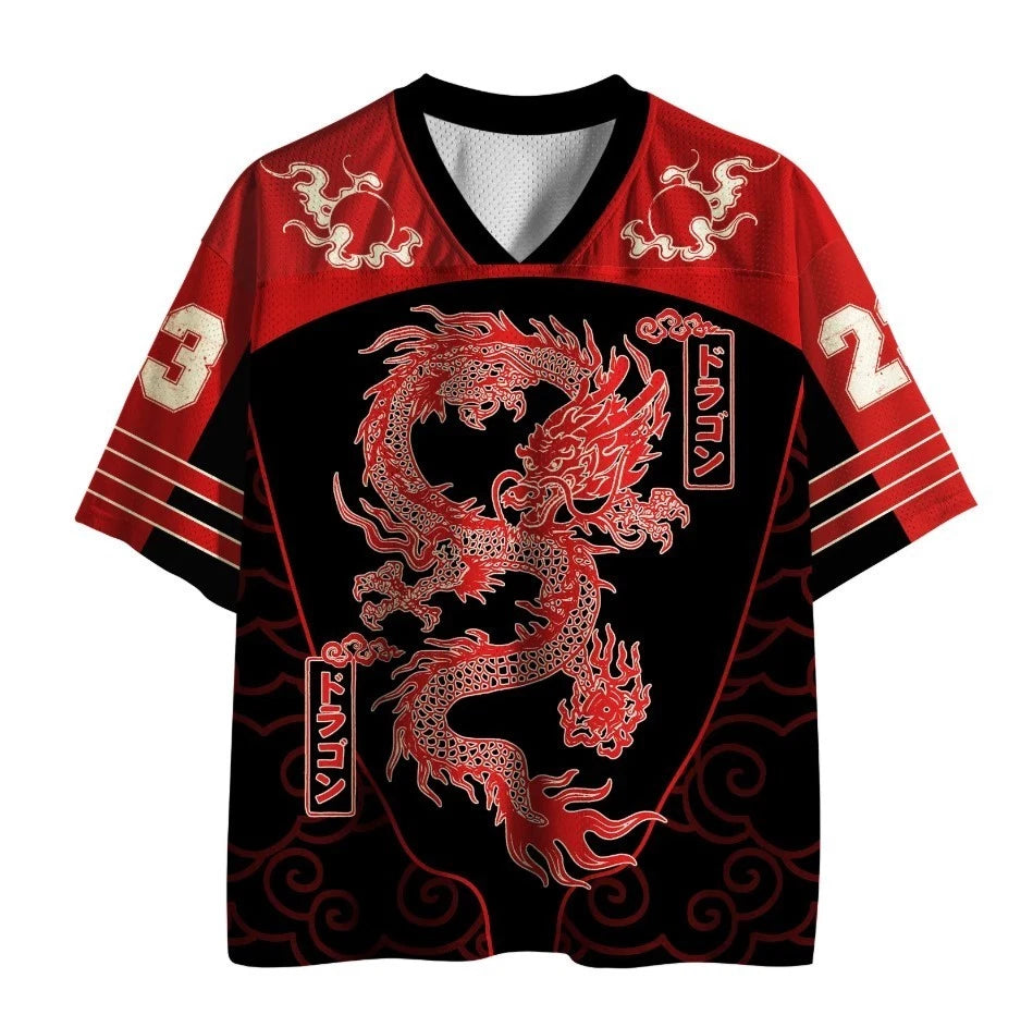 Auspicious Dragon Cloud Printed Jersey Shirts